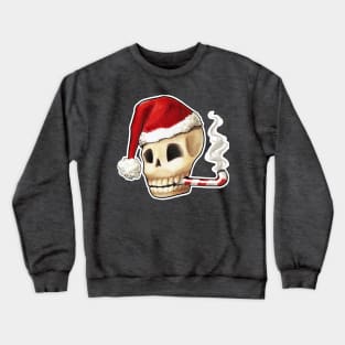 Santa Klaus skull smoking candy cane Crewneck Sweatshirt